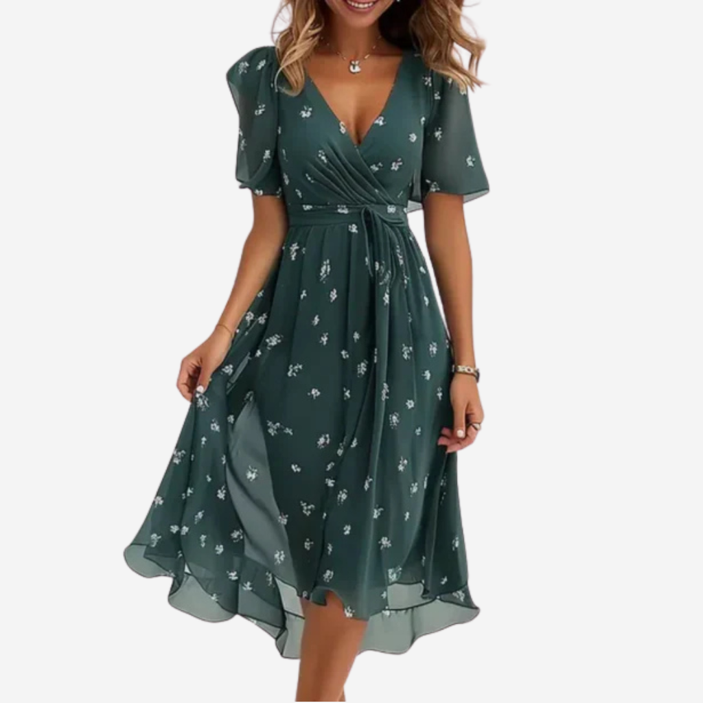 Fluid V-Neck Midi Dress Prescott Mode