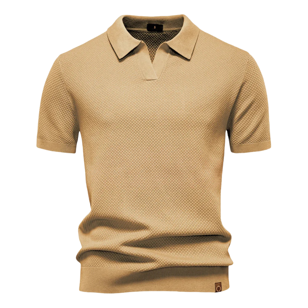 Lucas | Men’s Textured Knit Polo Shirt Prescott Mode