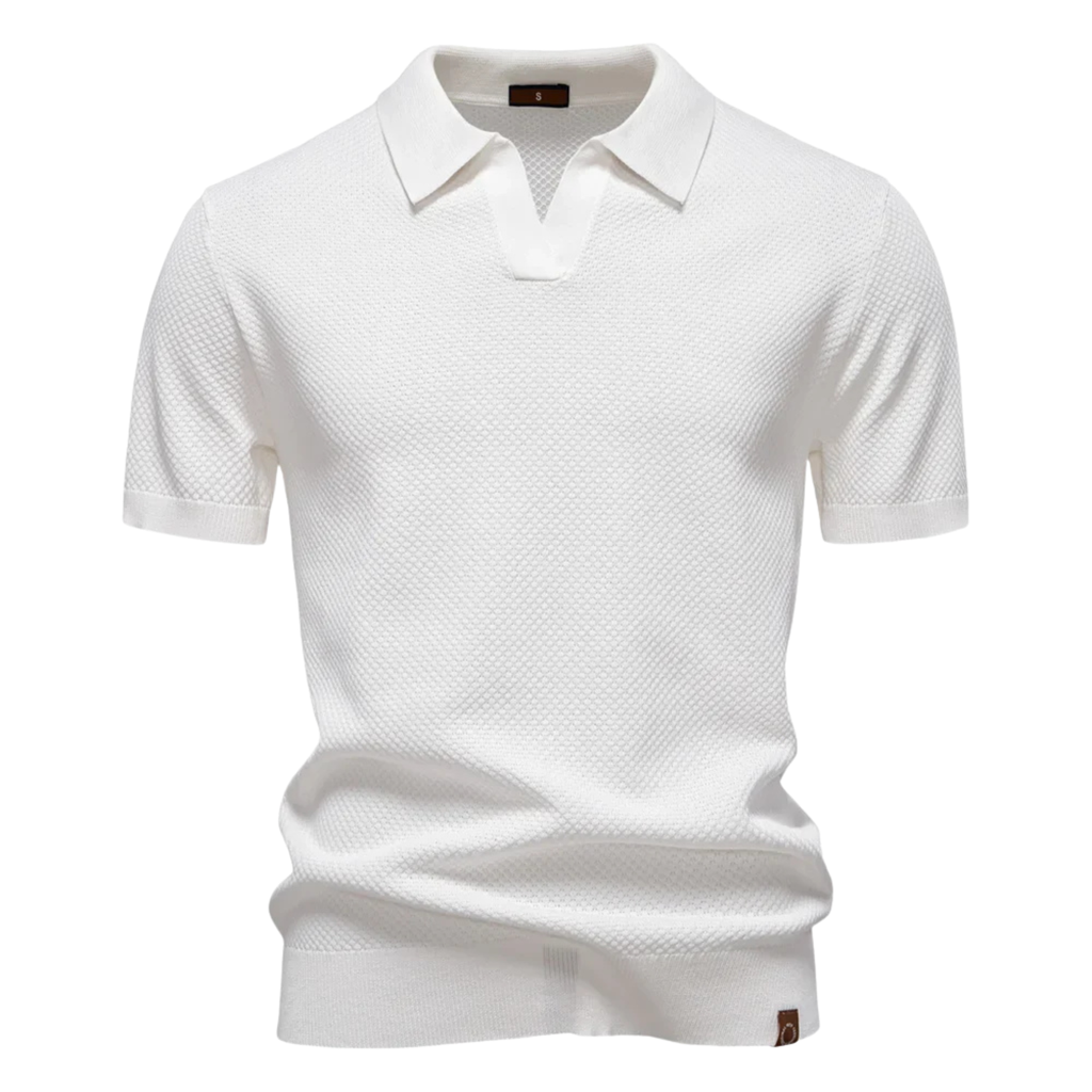 Lucas | Men’s Textured Knit Polo Shirt Prescott Mode