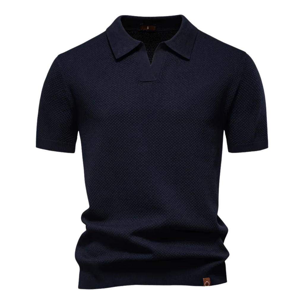 Lucas | Men’s Textured Knit Polo Shirt Prescott Mode