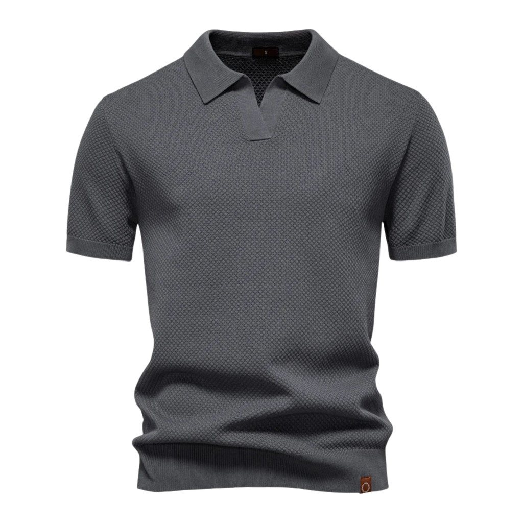 Lucas | Men’s Textured Knit Polo Shirt Prescott Mode