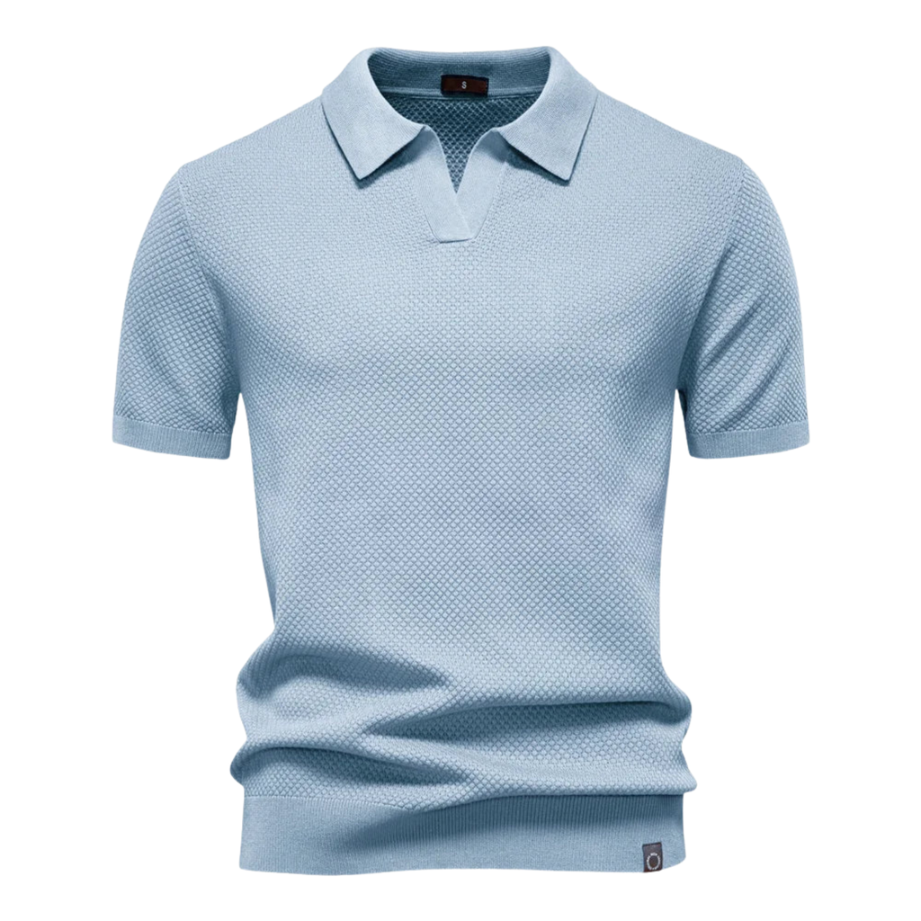 Lucas | Men’s Textured Knit Polo Shirt Prescott Mode