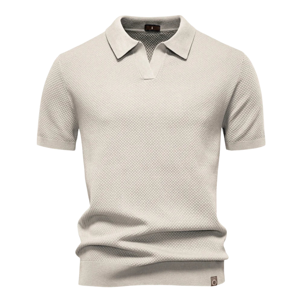 Lucas | Men’s Textured Knit Polo Shirt Prescott Mode
