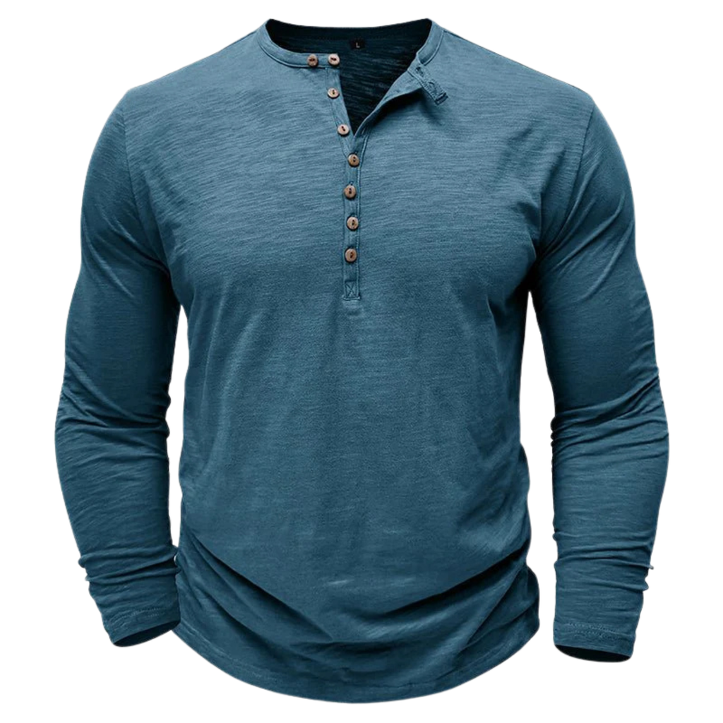 Men’s Button-Up Long-Sleeve Henley Shirt Prescott Mode