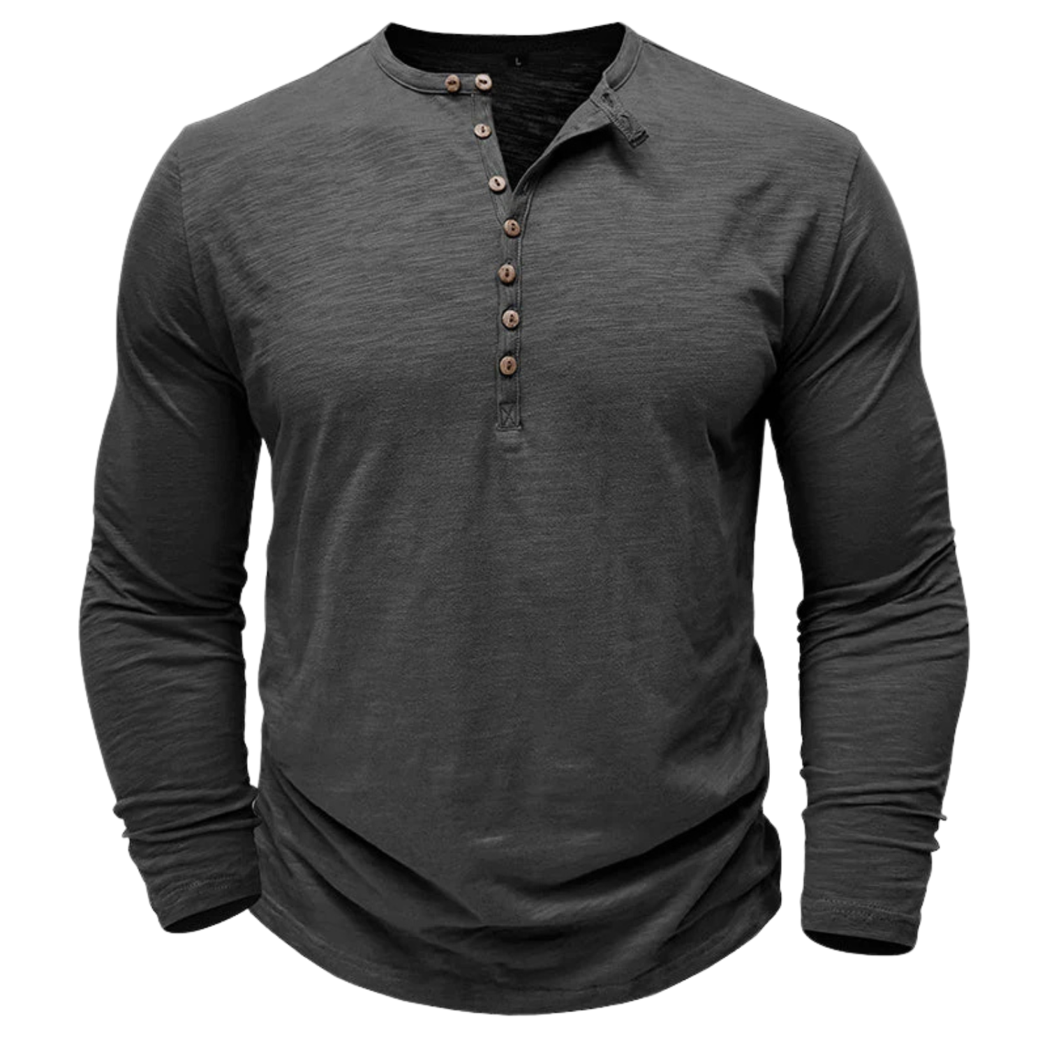 Men’s Button-Up Long-Sleeve Henley Shirt Prescott Mode