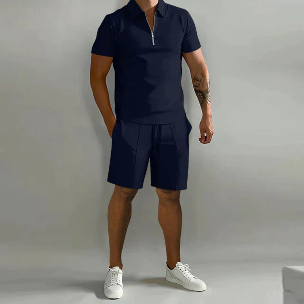 Men's Comfortable Polo and Shorts Two-Piece Set Prescott Mode