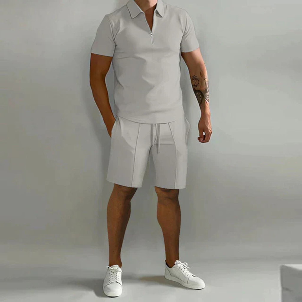 Men's Comfortable Polo and Shorts Two-Piece Set Prescott Mode