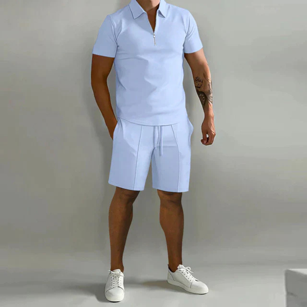 Men's Comfortable Polo and Shorts Two-Piece Set Prescott Mode