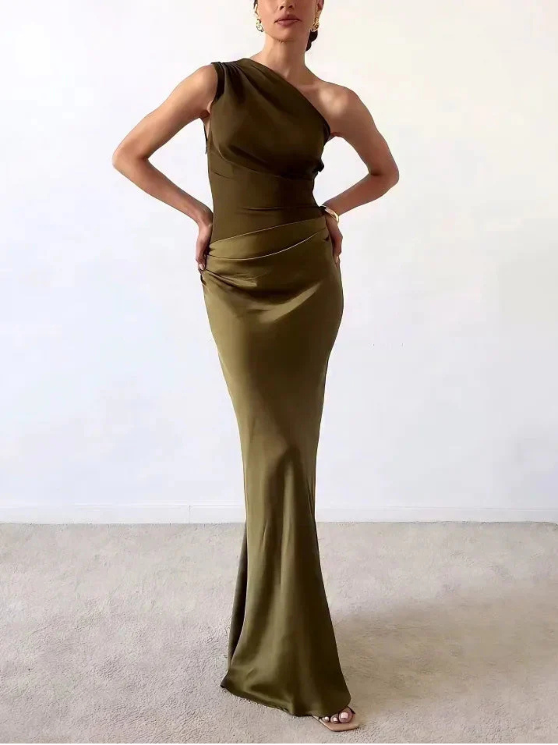 Women’s One-Shoulder Draped Maxi Dress Prescott Mode