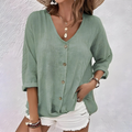 Women’s Casual V-Neck Button-Up Blouse Prescott Mode