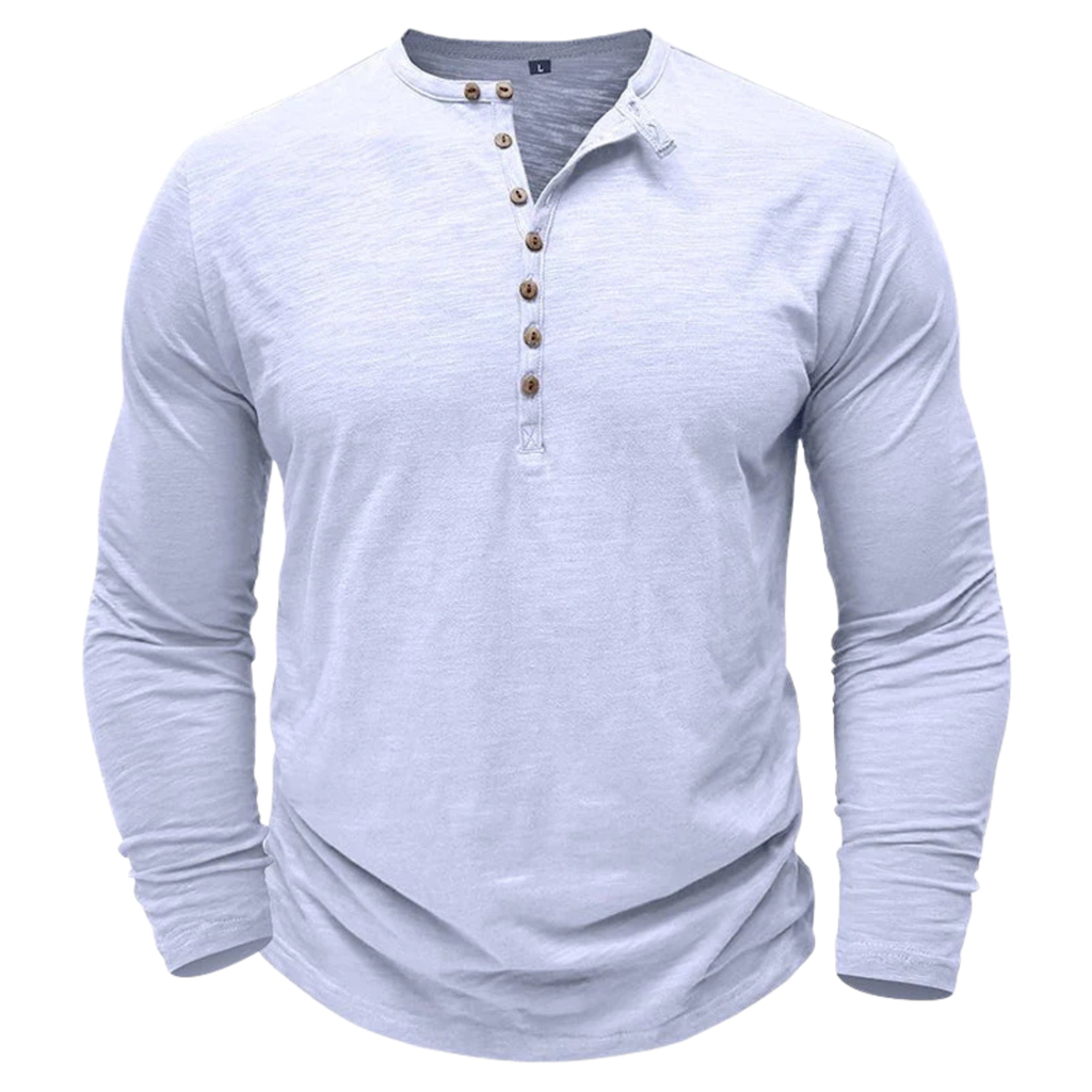 Men’s Button-Up Long-Sleeve Henley Shirt Prescott Mode