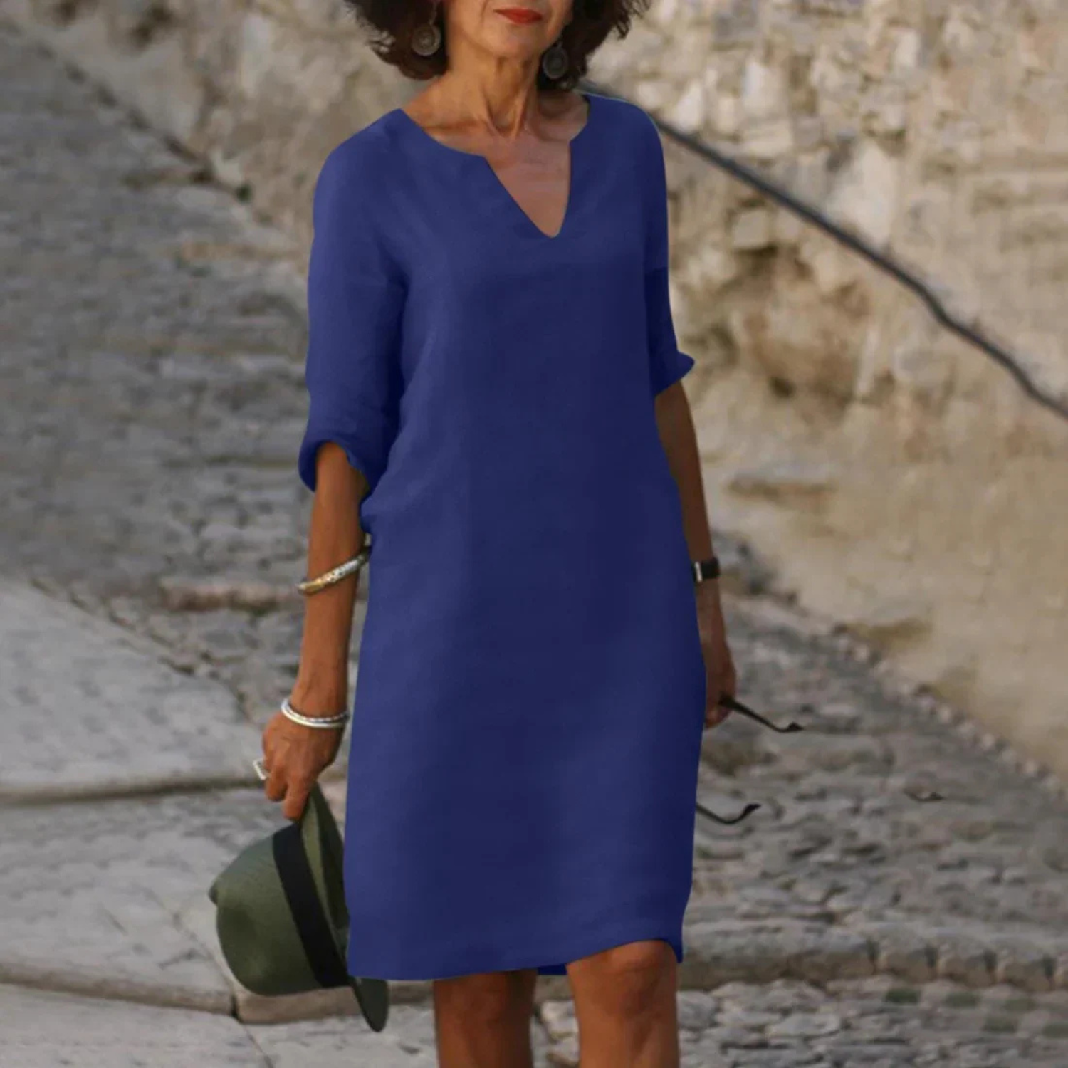 Women’s Classic 3/4 Sleeve V-Neck Dress Prescott Mode