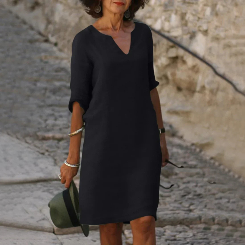 Women’s Classic 3/4 Sleeve V-Neck Dress Prescott Mode