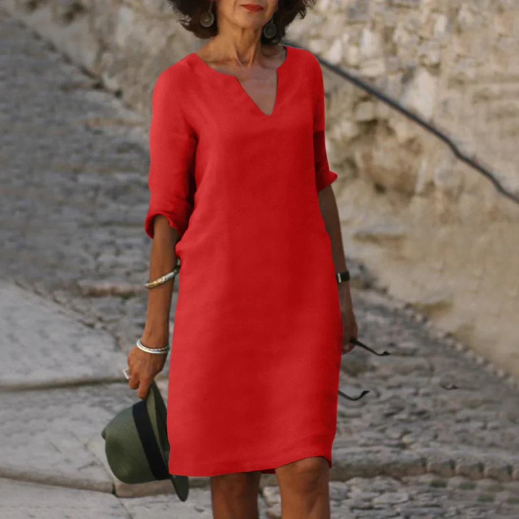 Women’s Classic 3/4 Sleeve V-Neck Dress Prescott Mode
