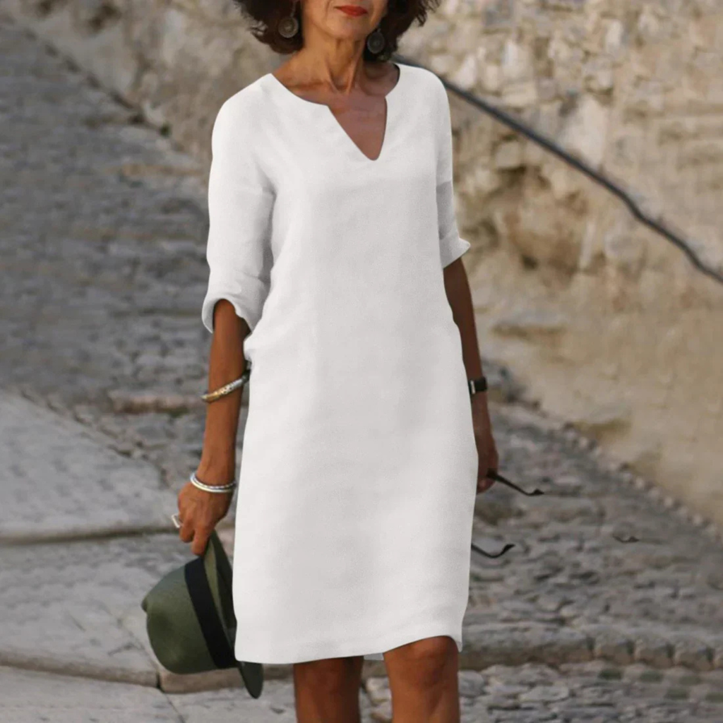 Women’s Classic 3/4 Sleeve V-Neck Dress Prescott Mode
