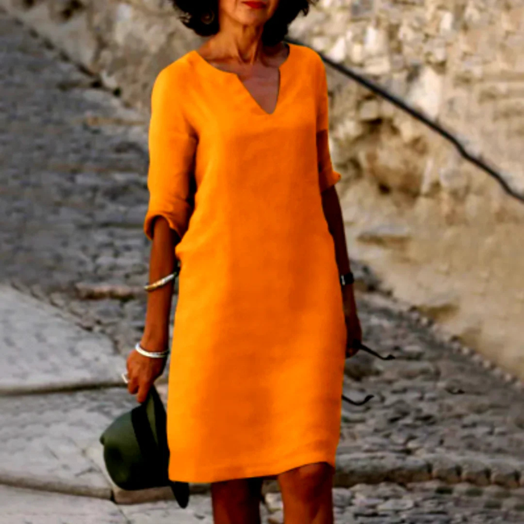 Women’s Classic 3/4 Sleeve V-Neck Dress Prescott Mode