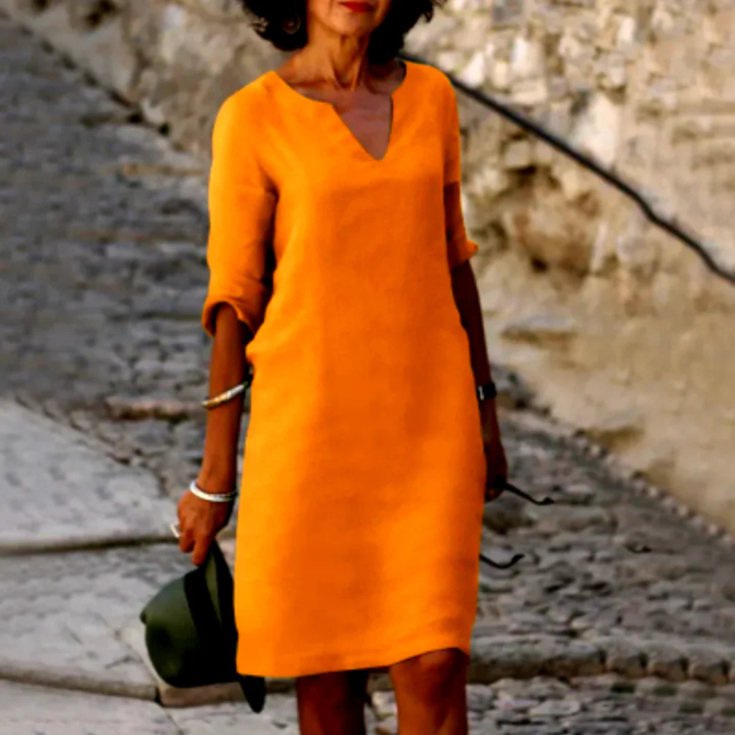 Women’s Classic 3/4 Sleeve V-Neck Dress Prescott Mode