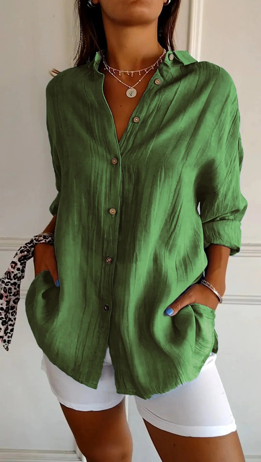 Women’s Casual Button-Up Long Sleeve Blouse Prescott Mode