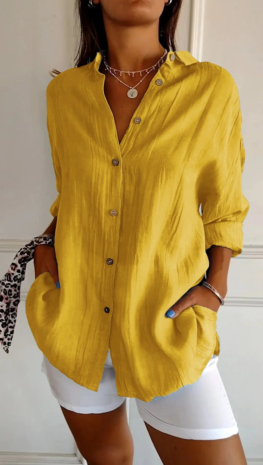 Women’s Casual Button-Up Long Sleeve Blouse Prescott Mode