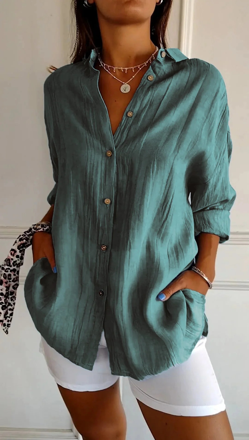 Women’s Casual Button-Up Long Sleeve Blouse Prescott Mode