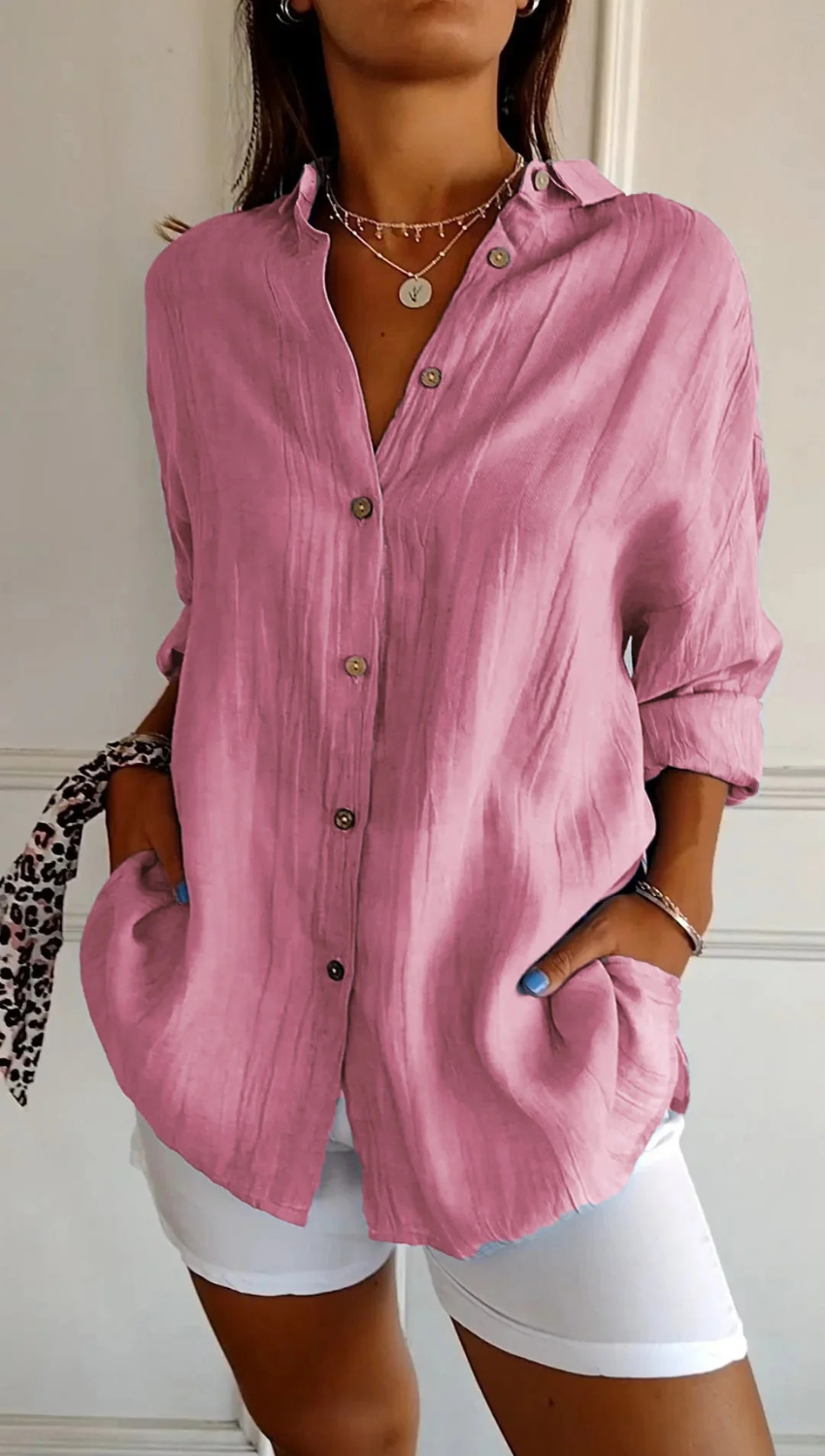 Women’s Casual Button-Up Long Sleeve Blouse Prescott Mode