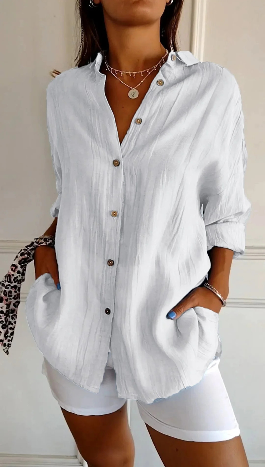 Women’s Casual Button-Up Long Sleeve Blouse Prescott Mode