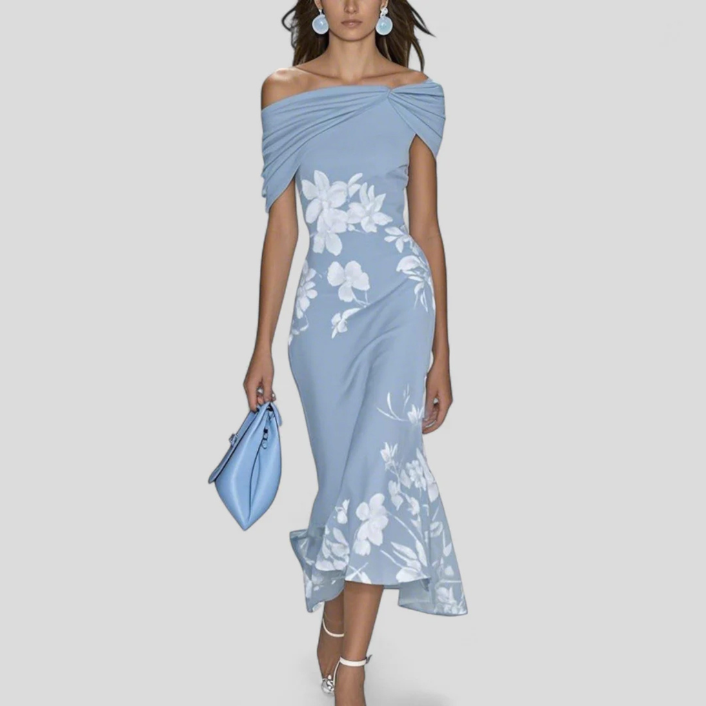 Women’s Elegant Off-Shoulder Floral Midi Dress Prescott Mode