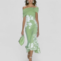 Women’s Elegant Off-Shoulder Floral Midi Dress Prescott Mode