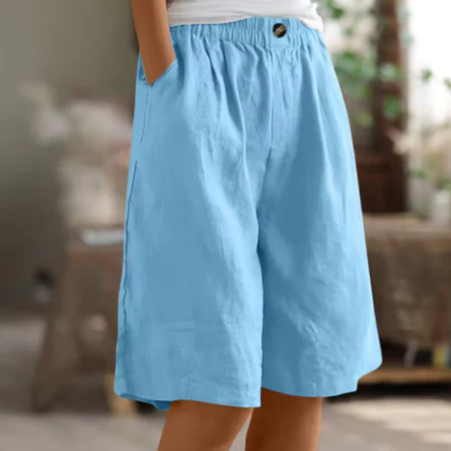 Women’s Relaxed Fit Linen Blend Shorts Prescott Mode