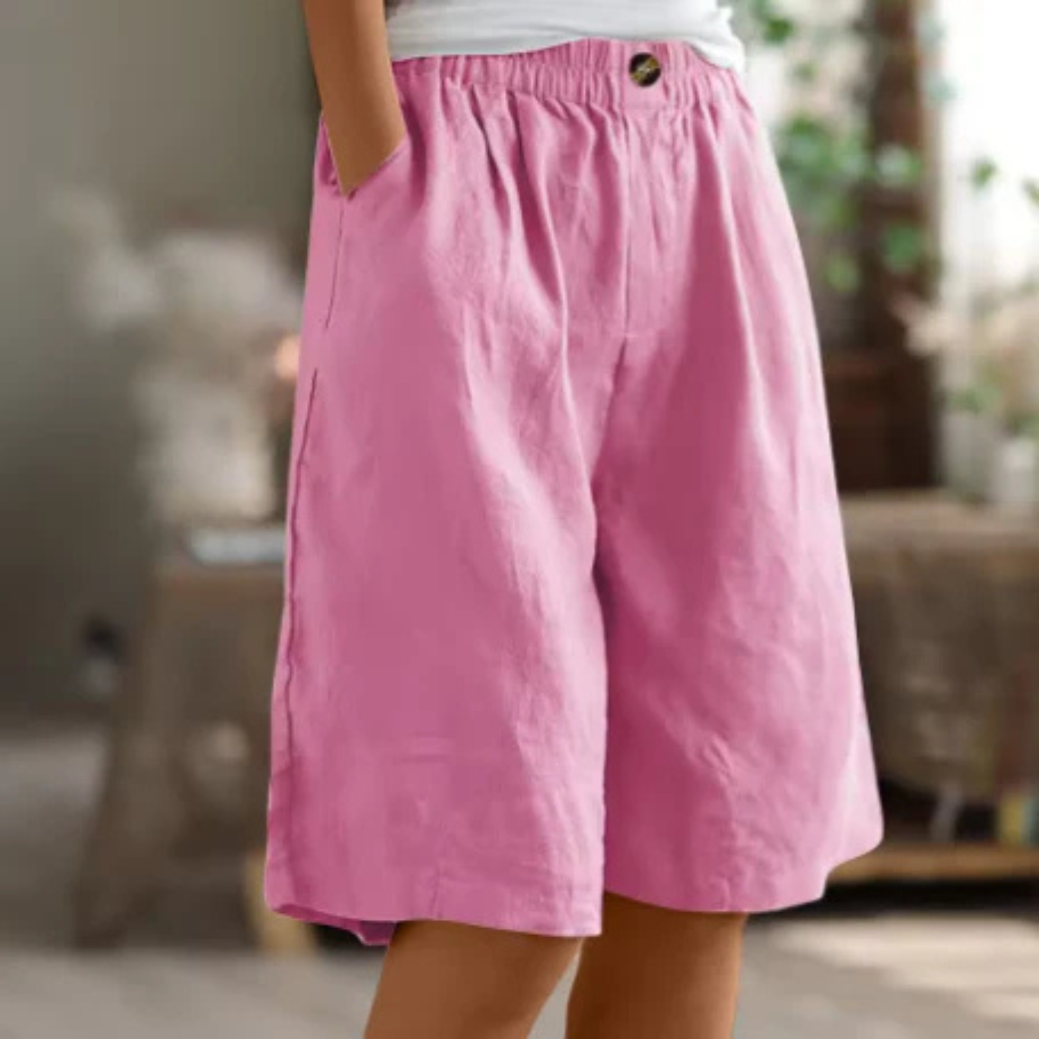 Women’s Relaxed Fit Linen Blend Shorts Prescott Mode