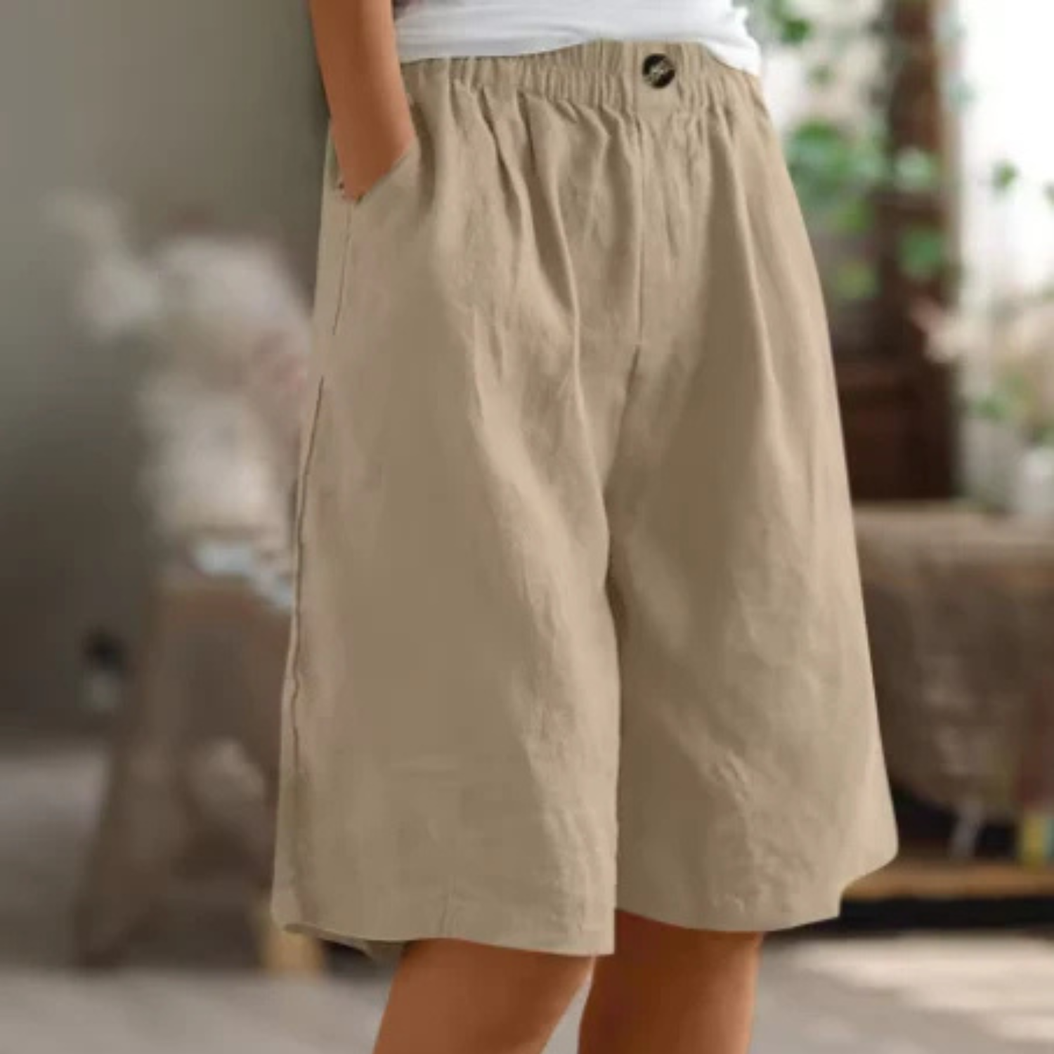 Women’s Relaxed Fit Linen Blend Shorts Prescott Mode