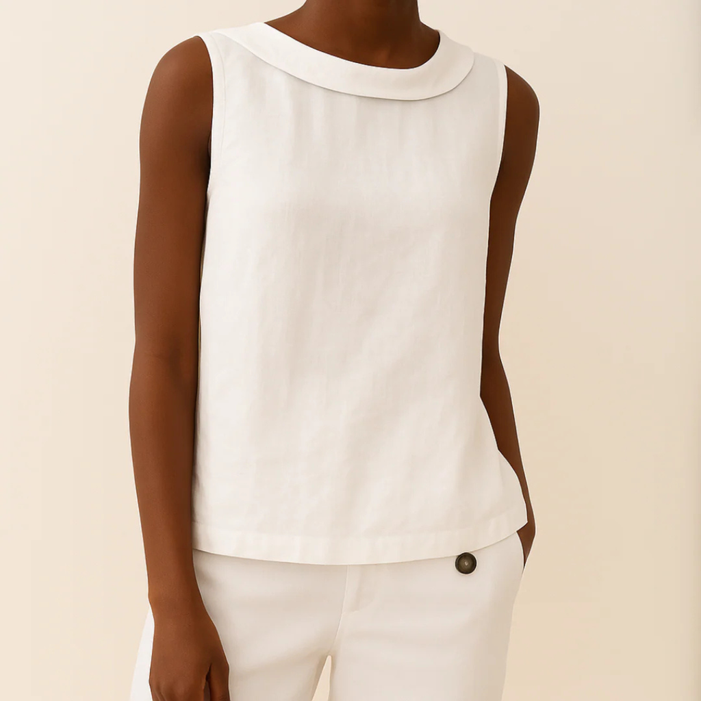 Women's Sleeveless Linen Roll Collar Top Prescott Mode