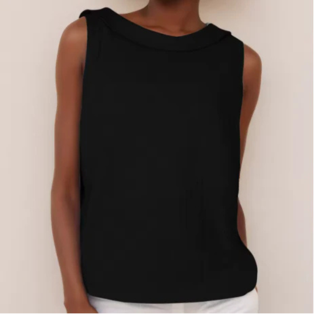Women's Sleeveless Linen Roll Collar Top Prescott Mode