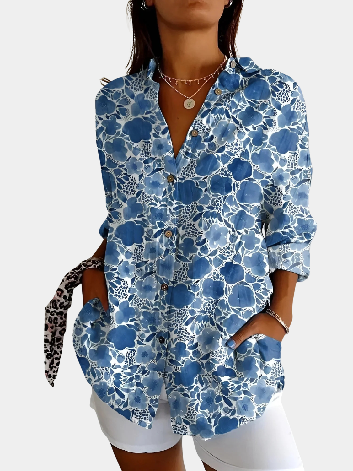 Women’s Button-Up Blouse with Whimsical Prints Prescott Mode