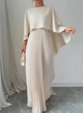 Seraphina | Women’s Elegant Pleated Cape Maxi Dress Prescott Mode