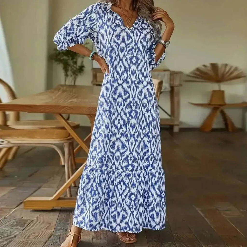 Women’s Boho Printed V-Neck Maxi Dress Prescott Mode