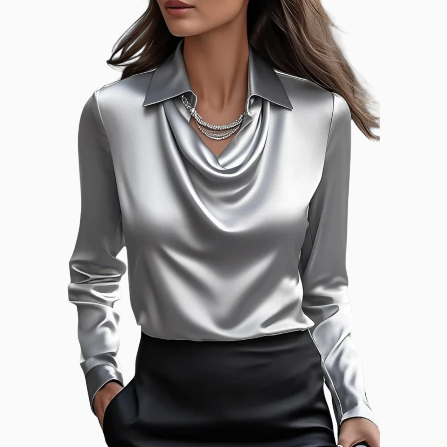 Women’s Casual Satin Cowl Blouse Prescott Mode