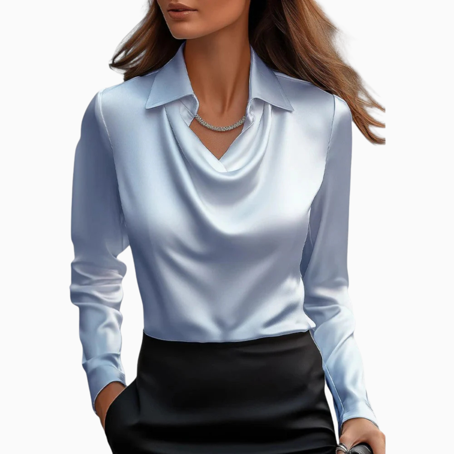 Women’s Casual Satin Cowl Blouse Prescott Mode