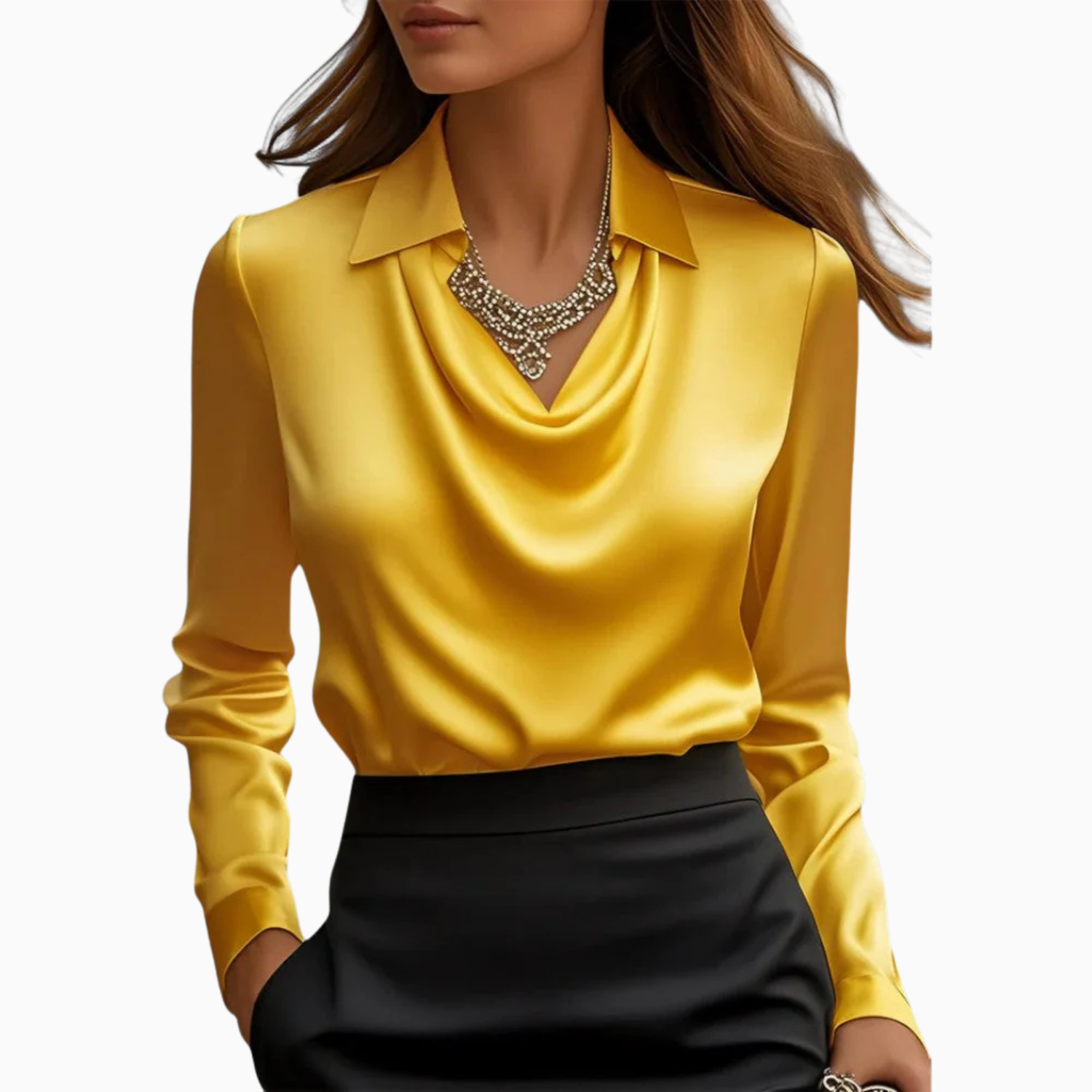 Women’s Casual Satin Cowl Blouse Prescott Mode