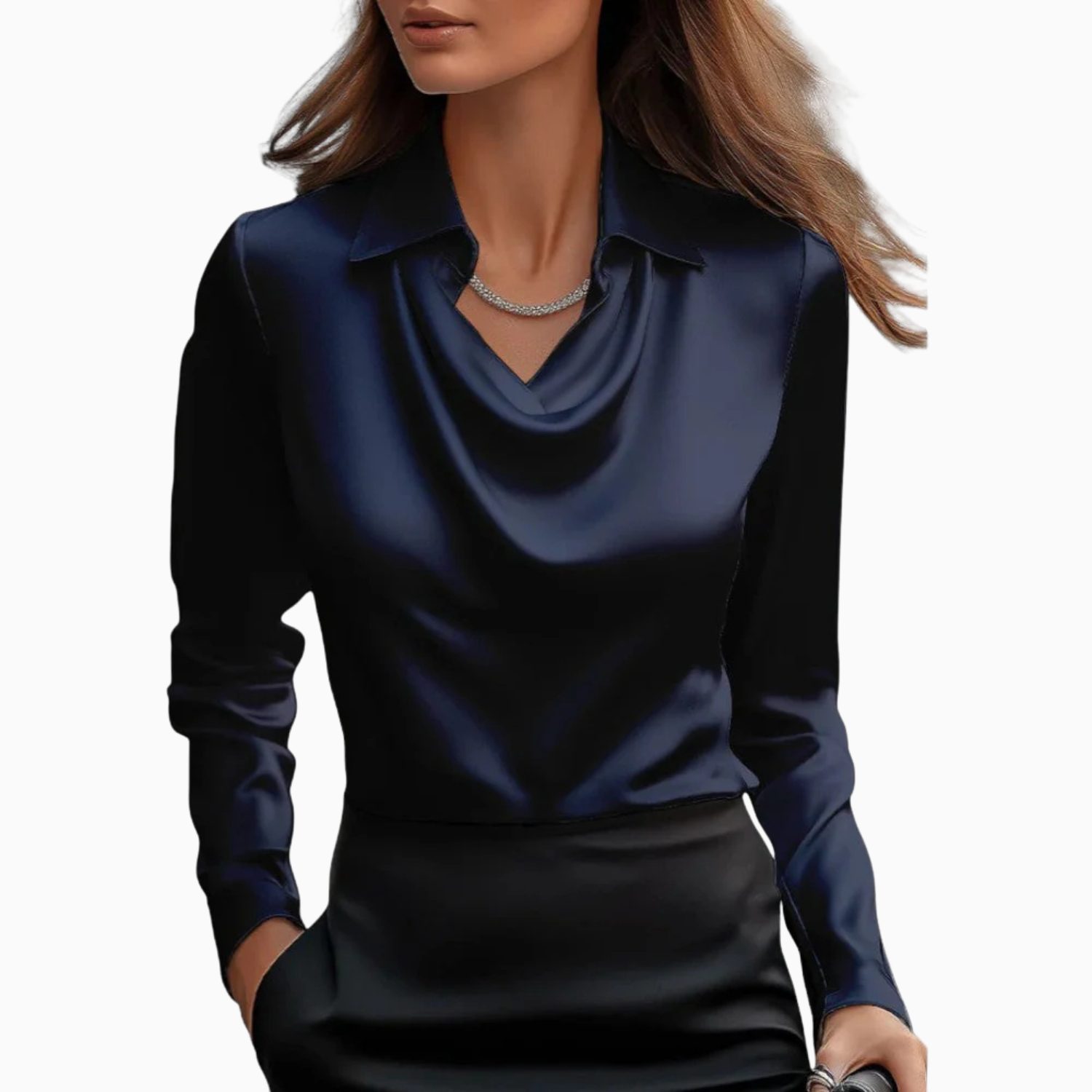 Women’s Casual Satin Cowl Blouse Prescott Mode