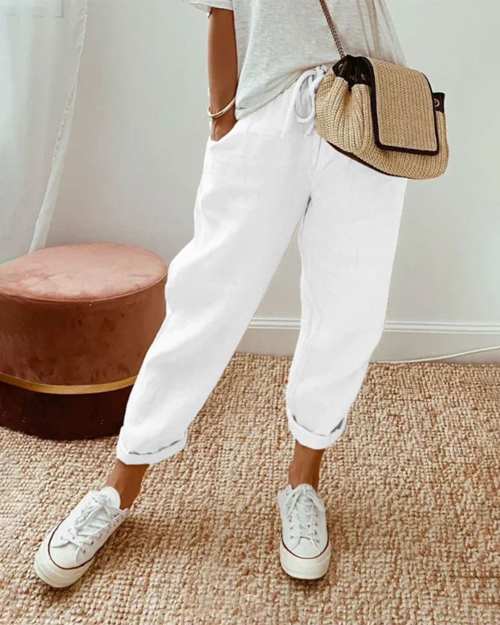 Women's Drawstring Linen Pants Prescott Mode
