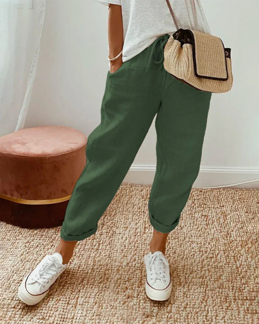 Women's Drawstring Linen Pants Prescott Mode