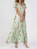 Elena | Women’s Elegant Floral Chiffon Maxi Dress Prescott Mode