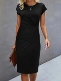 Women’s Elegant Ruched Waist Midi Dress Prescott Mode
