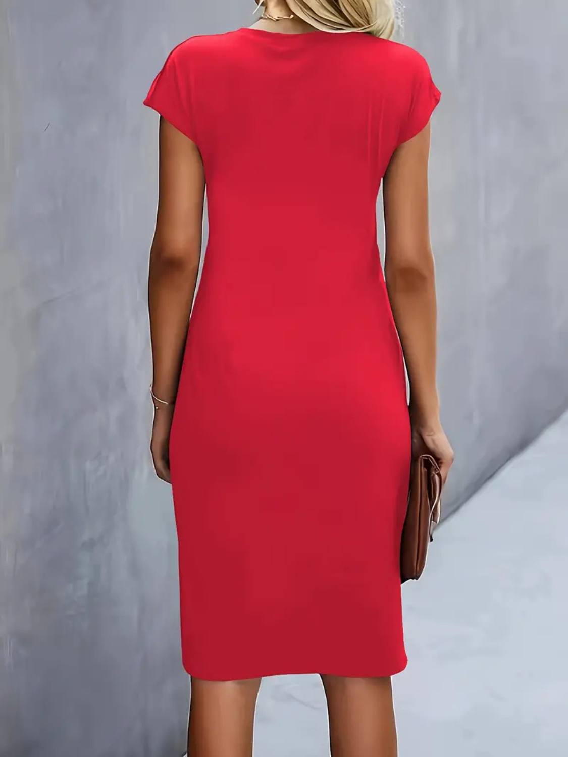 Women’s Elegant Ruched Waist Midi Dress Prescott Mode