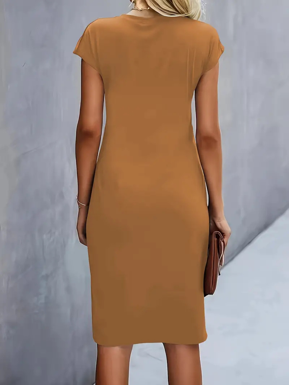 Women’s Elegant Ruched Waist Midi Dress Prescott Mode