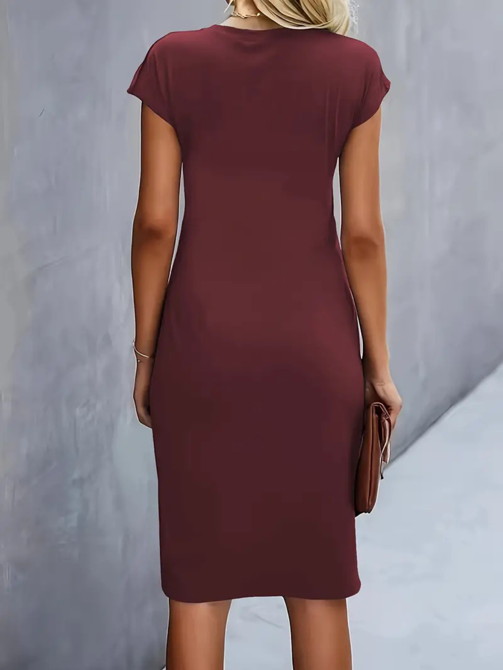 Women’s Elegant Ruched Waist Midi Dress Prescott Mode