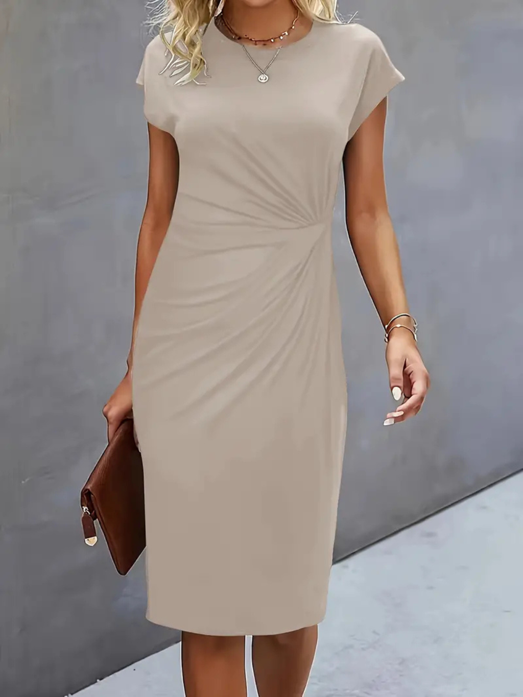 Women’s Elegant Ruched Waist Midi Dress Prescott Mode