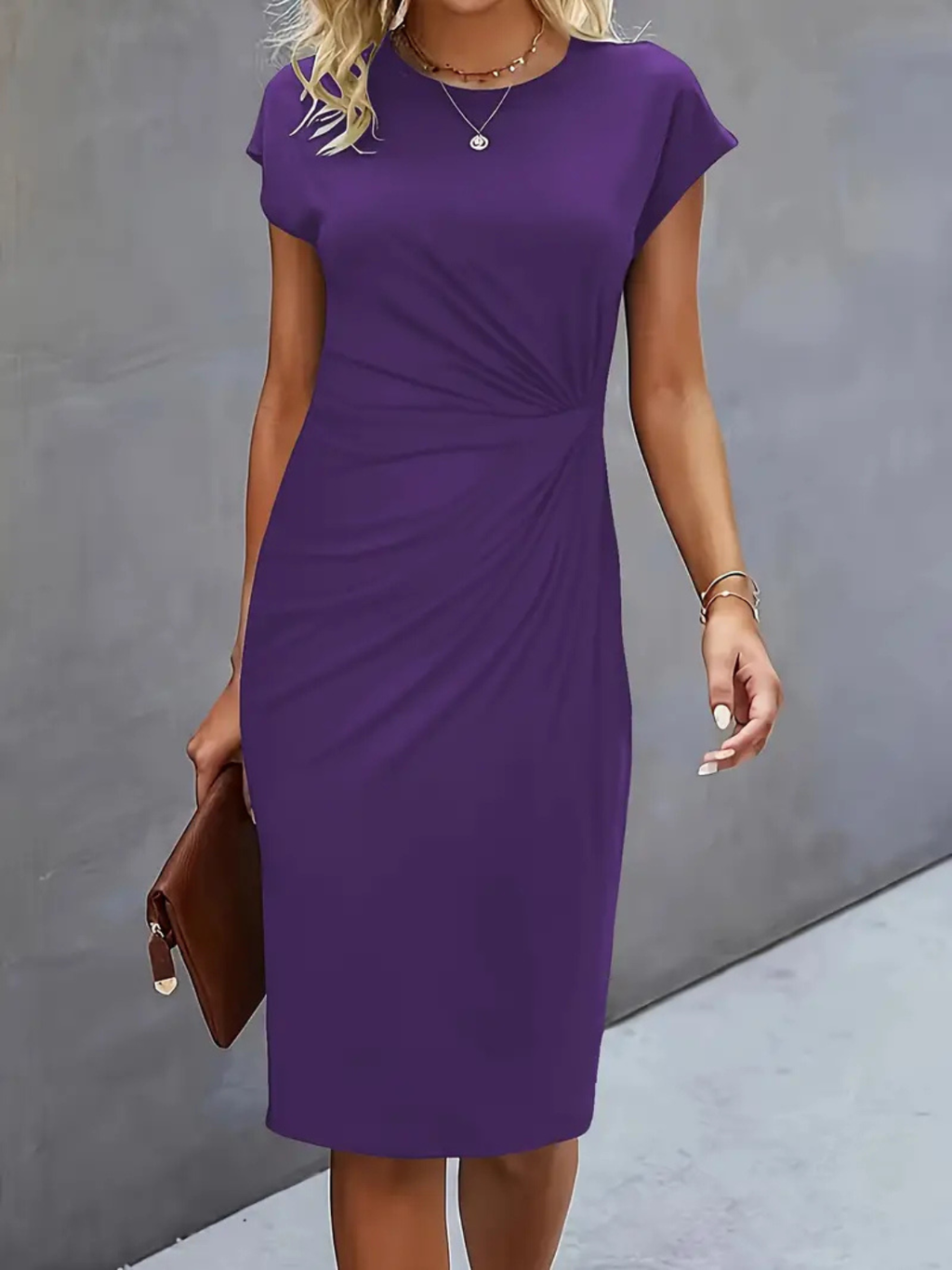 Women’s Elegant Ruched Waist Midi Dress Prescott Mode