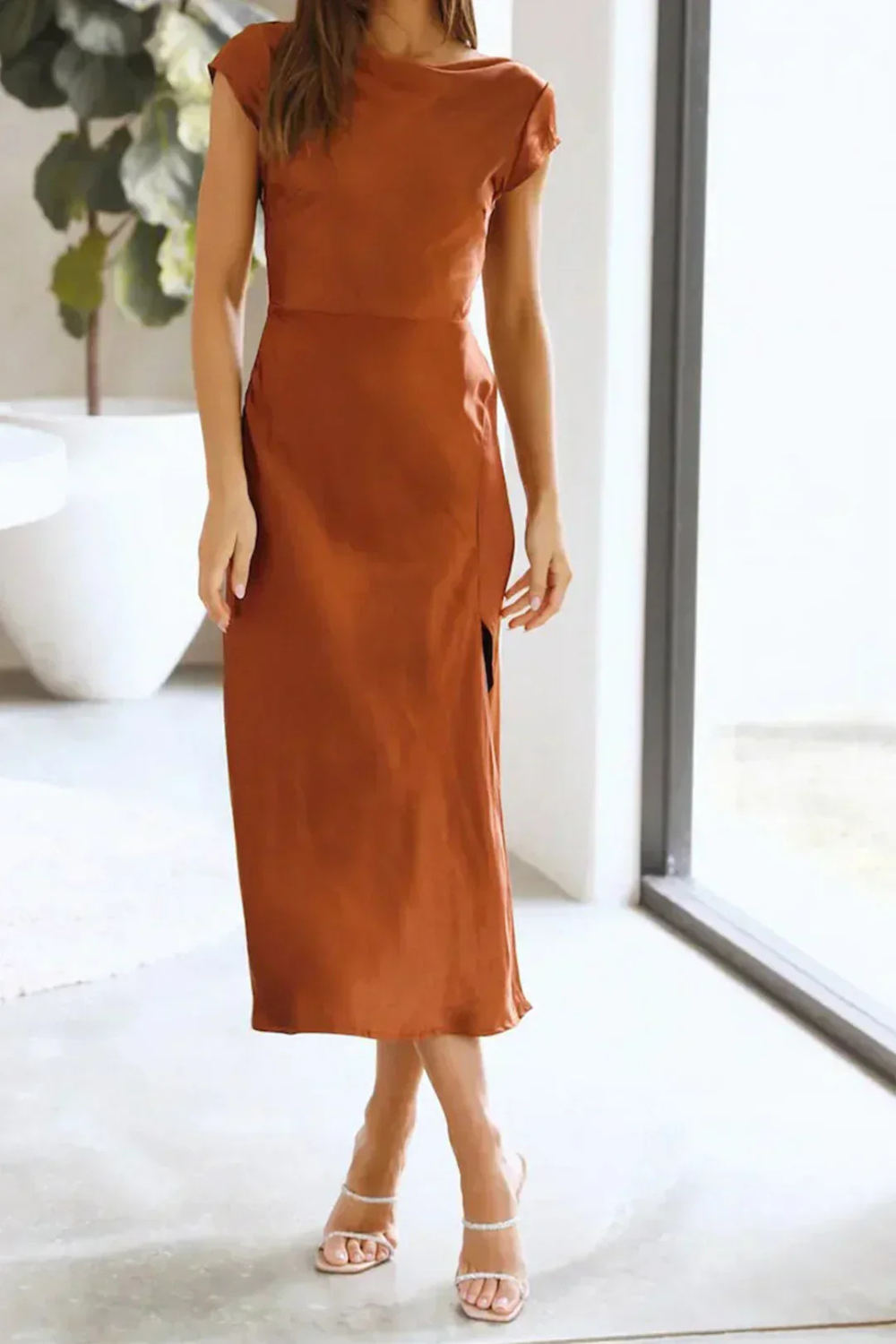 Women’s Elegant Satin Midi Dress Prescott Mode